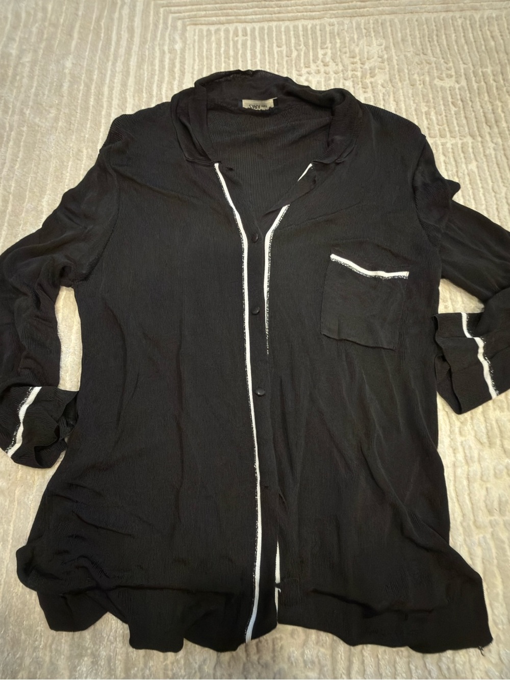 ZARA Black Ribbed Knit Top - Crewneck Style